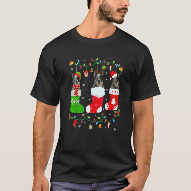 Camiseta Perro de ganado australiano Tres Navidades Socks S (Anverso)