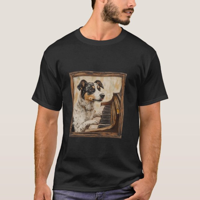 Camiseta Perro de Ganado Piano Perro (Anverso)