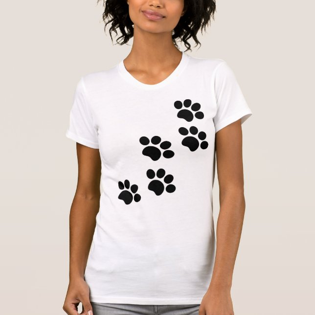 Camiseta Perro de gato de impresión de papel lindo blanco y (Anverso)
