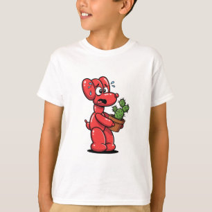 Camiseta Perro de globo divertido sosteniendo cactus para n