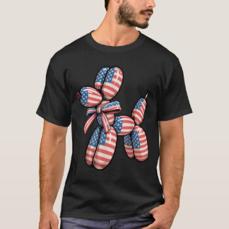 Camiseta Perro de Globo Torsión de Globo 4 de Julio America