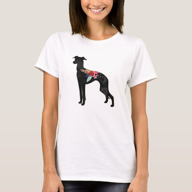 Camiseta Perro de Greyhound italiano engendra albarda flora (Anverso)