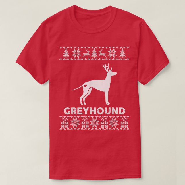 Camiseta Perro de Greyhound Navidades de Navidad reno Fea N (Diseño del anverso)