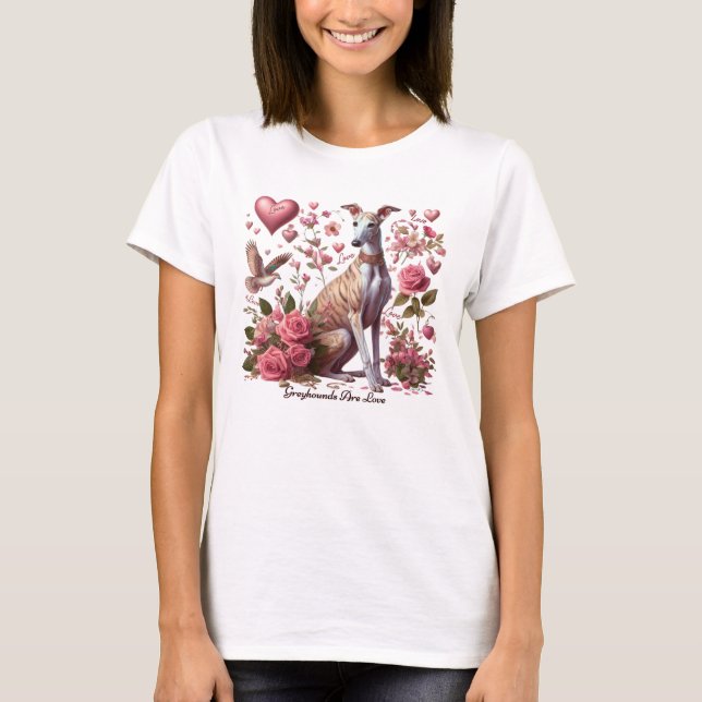 Camiseta Perro de Greyhound Romantic (Anverso)