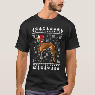 Camiseta Perro de Greyhound Santa Hat navidad fea