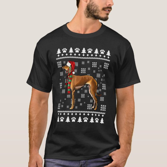 Camiseta Perro de Greyhound Santa Hat navidad fea (Anverso)