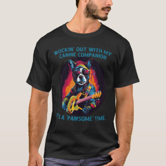 Camiseta Perro de Guitarra Impresionante para Música de Roc