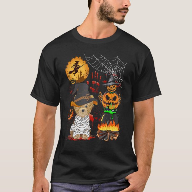 Camiseta Perro de Halloween de la Gorra de la Bruja de la C (Anverso)