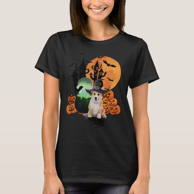 Camiseta Perro de Halloween Witch Corgi (Anverso)