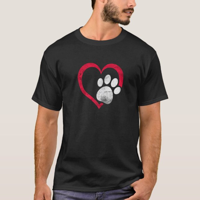 Camiseta Perro de Heart Paw Animal Puppy Whisperer Fur Masc (Anverso)