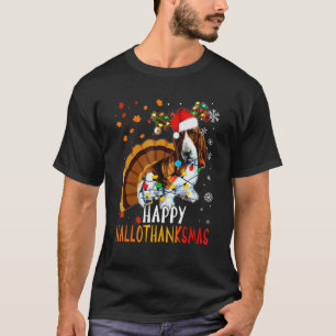 Camiseta Perro de Hound de Basset Feliz Navidad