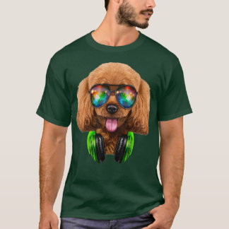 Camiseta Perro de juguete de perro fiambre como DJ usando v