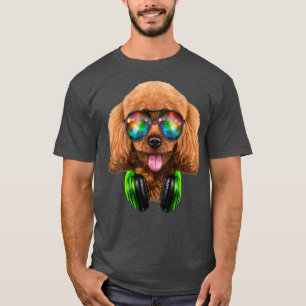 Camiseta Perro de juguete de perro fiambre como DJ usando v