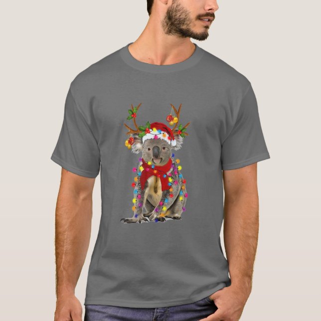 Camiseta Perro de Koala magníficos Navidades de renos ilumi (Anverso)