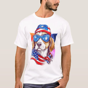 Camiseta Perro de la Bandera Americana 4 de Julio