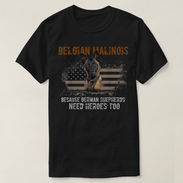 Camiseta Perro de la bandera belga malinois estadounidense (Diseño del anverso)