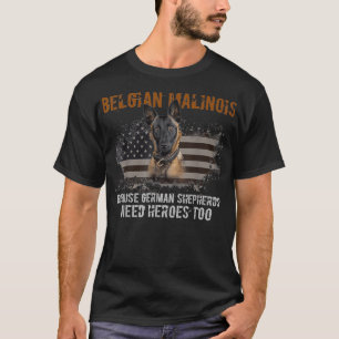 Camiseta Perro de la bandera belga malinois estadounidense