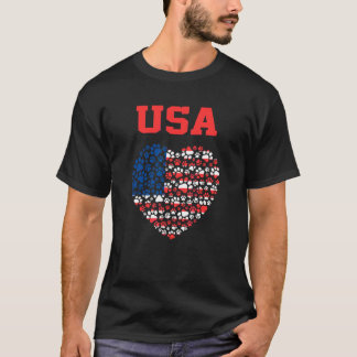 Camiseta Perro de la bandera de Estados Unidos con corazón 