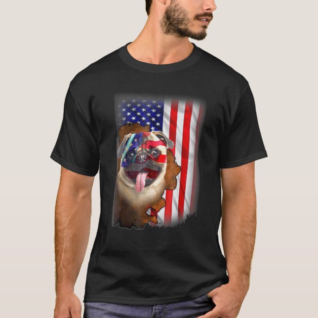 Camiseta Perro de la bandera estadounidense (Anverso)