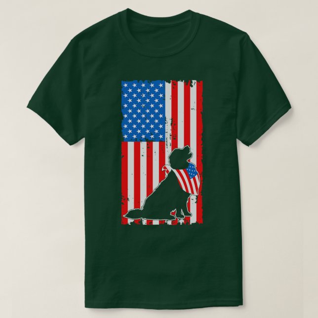Camiseta Perro De La Bandera Estadounidense 4 De Julio (Diseño del anverso)