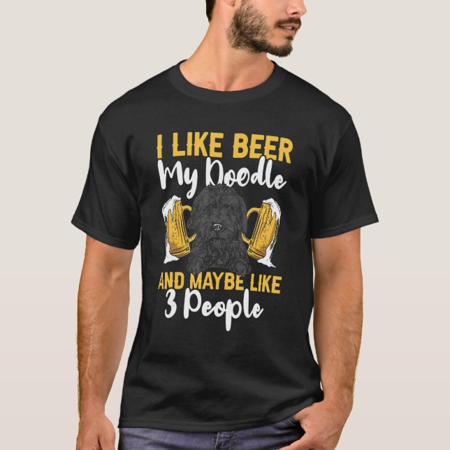 Camiseta Perro de la cerveza Black Goldendoodle (Anverso)