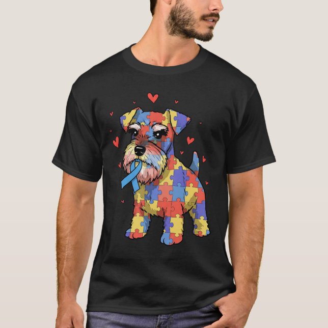 Camiseta Perro de la conciencia del autismo con el rompecab (Anverso)