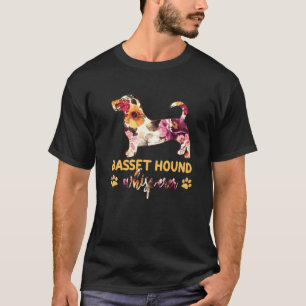 Camiseta Perro de la flor del sabueso del hongo del basset