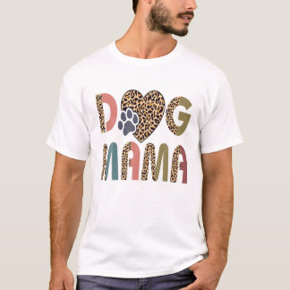 Camiseta Perro de la huella del perro del patrón del leopar