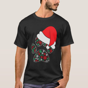 Camiseta Perro de la Mano de la Mano Santa Sombrero Navidad