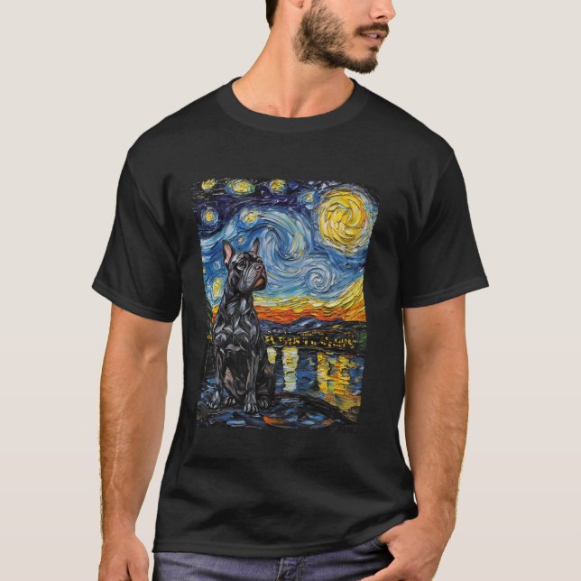 Camiseta Perro de la noche estrellada de Van Gogh (Anverso)