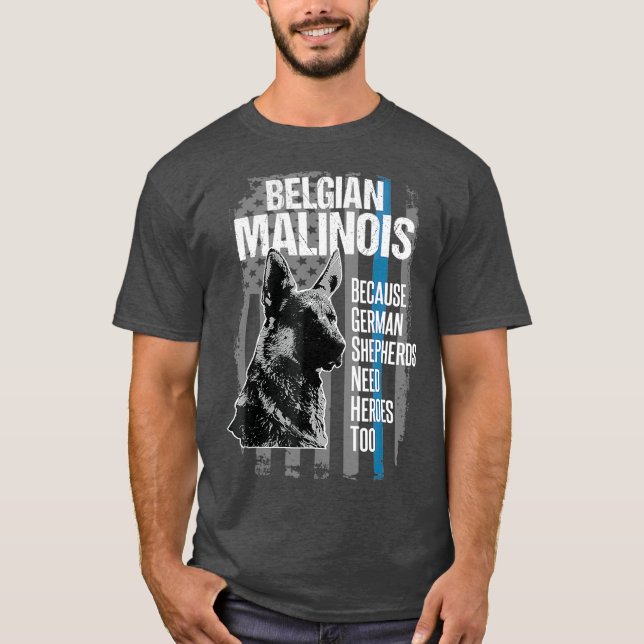Camiseta Perro de la policía Malinois Tshirt Funny K9 Delga (Anverso)