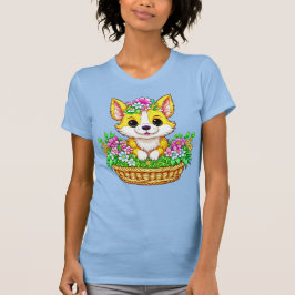 Camiseta Perro de la primavera en las flores