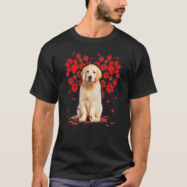 Camiseta Perro de la recuperación de oro Valentine Heart Pa (Anverso)
