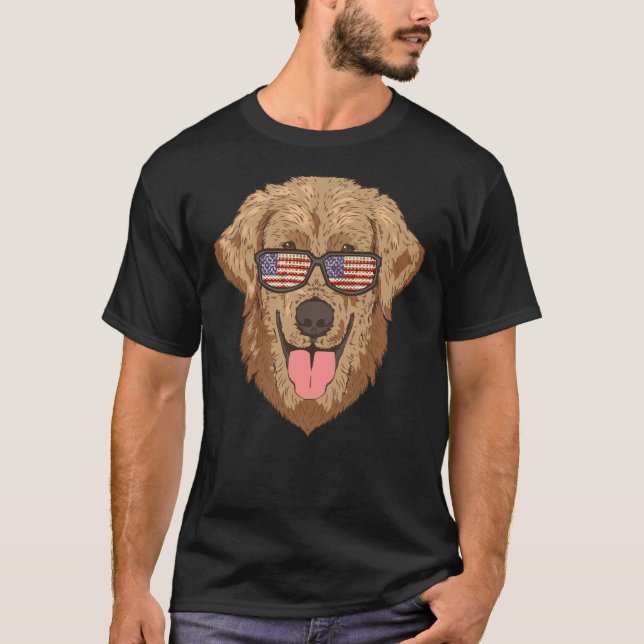 Camiseta Perro De La Recuperación Dorada 4 De Julio Uu Gafa (Anverso)