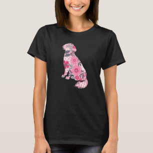 Camiseta Perro de la silueta floral de flor de oro