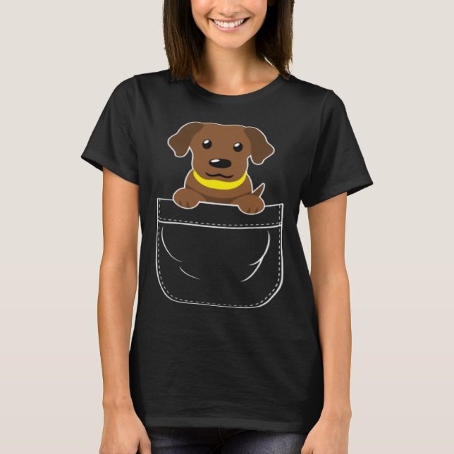 Camiseta Perro de laboratorio de chocolate en bolsillo (Anverso)