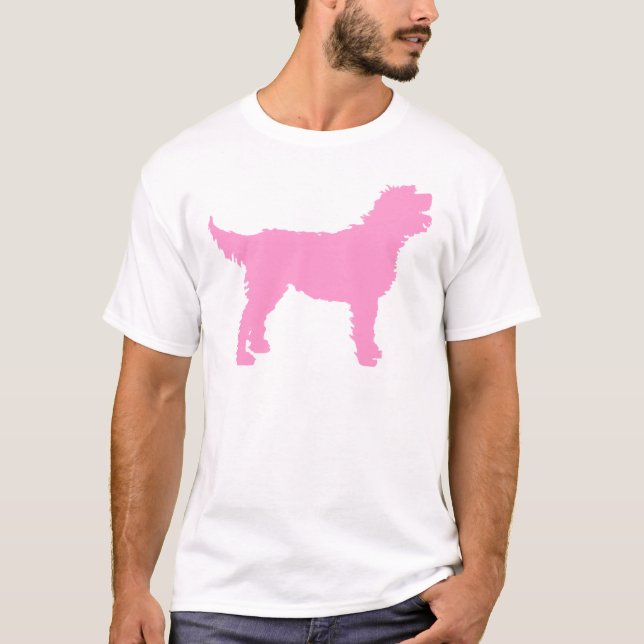 Camiseta Perro de Labradoodle (en rosa) (Anverso)