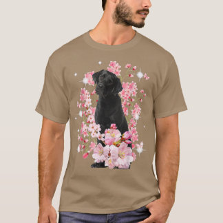 Camiseta Perro de Labrador Flor de cerezo japonesa Sakura