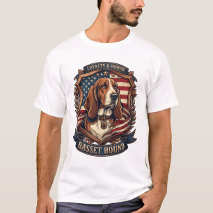 Camiseta Perro de lealtad Basset Hound Bandera americana Es