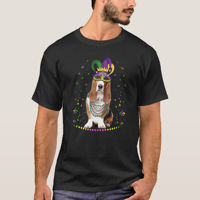 Camiseta Perro de los Hound de Basset, bufón de carnaval de (Anverso)