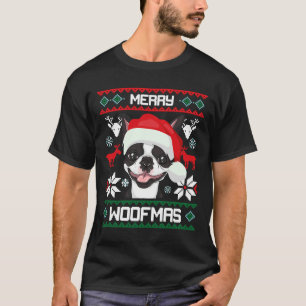 Camiseta Perro de los Navidades Boston Terrier Merry Woofma