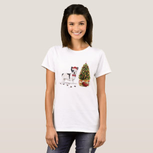 Camiseta Perro de los Navidades de Bulldog blanco y negro d