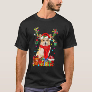 Camiseta Perro de los Navidades de la luz de reno de Santa 