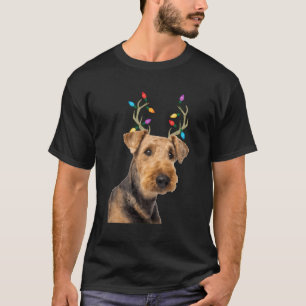 Camiseta Perro de los Navidades de renos Airedale Terrier