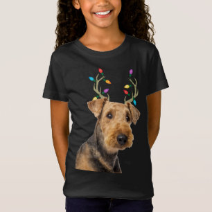 Camiseta Perro de los Navidades de renos Airedale Terrier