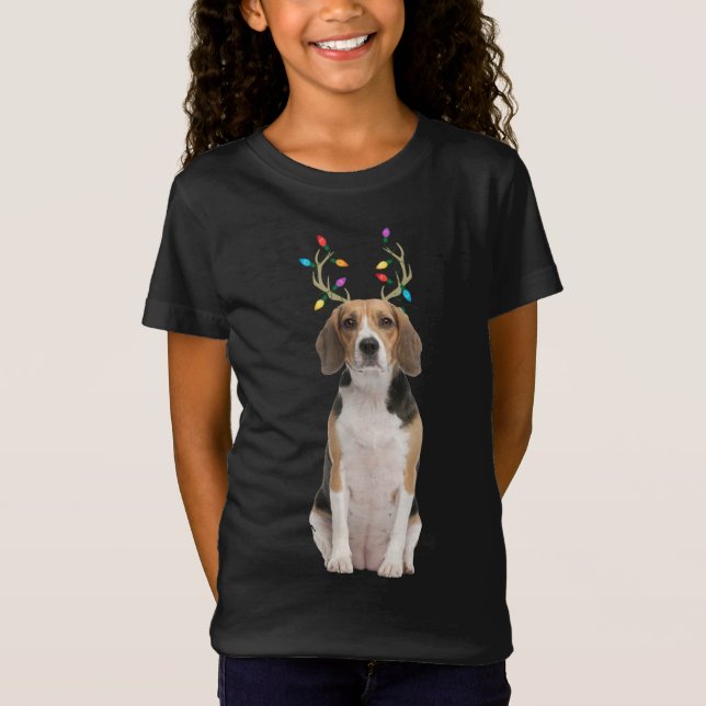 Camiseta Perro de los Navidades de renos de Beagle (Anverso)