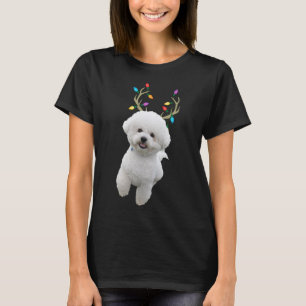 Camiseta Perro de los Navidades de renos de Bichon Frise