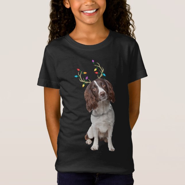 Camiseta Perro de los Navidades de renos de la España de la (Anverso)