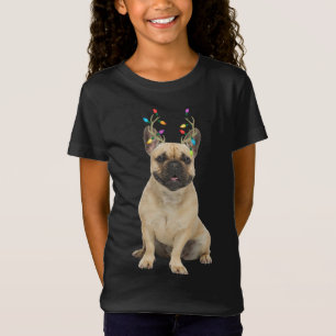 Camiseta Perro de los Navidades de renos del Bulldog francé