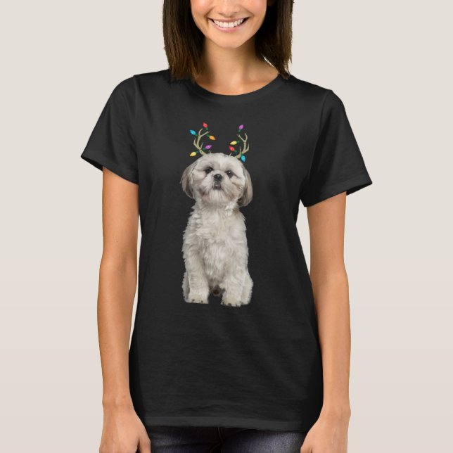 Camiseta Perro de los Navidades de renos Shih Tzu (Anverso)